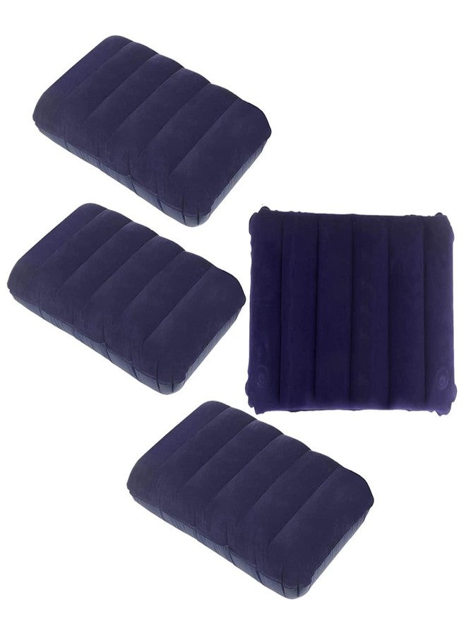 Sage Square Air Inflammable Velvet Navy Blue Travel Pillow, Neck Pillow for Travel, Soft Comfort, Camping, Sleeping Tourist Pillow, Ultralight, Portable, Backpacking Family Tour. (Pack of 4) - Image 1